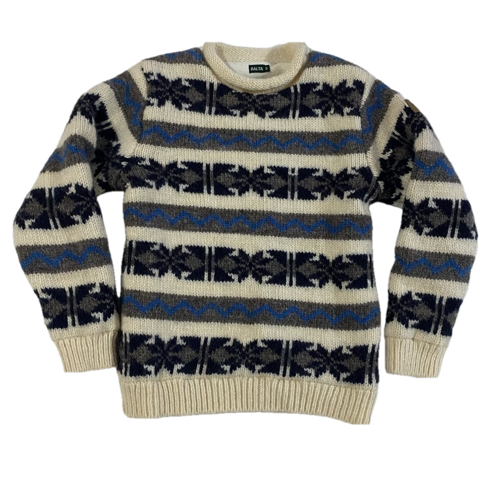 BALTA Vintage 100% wool fisherman grandpa core thick aztec sweater